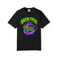 Load image into Gallery viewer, Brew-tiful Coffee Tee — Retro Neon Coffee Cup Graphic T-Shirt