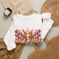 Load image into Gallery viewer, Set Free in Christ Breast Cancer Awareness Crewneck Sweatshirt