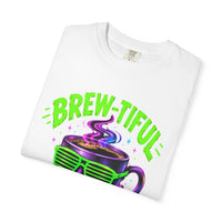 Load image into Gallery viewer, Brew-tiful Coffee Tee — Retro Neon Coffee Cup Graphic T-Shirt