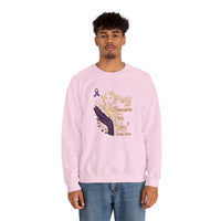 Load image into Gallery viewer, I Will Remember For You Alzheimer's Christian Sweatshirt | Isaiah 49:15 Purple Ribbon Dove Tee