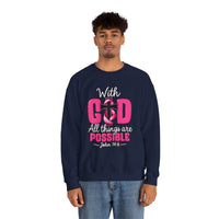 Load image into Gallery viewer, With God All Things Are Possible Faith Crewneck Sweatshirt