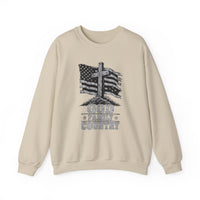 Load image into Gallery viewer, God &amp; Country American Flag Crewneck Sweatshirt