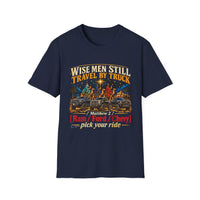 Load image into Gallery viewer, Wise Men Still Travel by Truck T-Shirt – Ram Ford Chevy Christmas Design