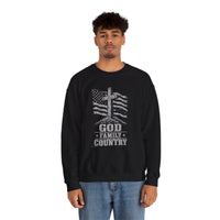 Load image into Gallery viewer, God &amp; Country American Flag Crewneck Sweatshirt