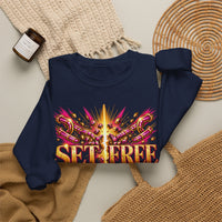 Load image into Gallery viewer, Set Free in Christ Breast Cancer Awareness Crewneck Sweatshirt