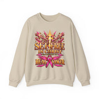 Load image into Gallery viewer, Set Free in Christ Breast Cancer Awareness Crewneck Sweatshirt
