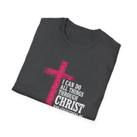Load image into Gallery viewer, I Can Do All Things Through Christ Pink Ribbon T-Shirt | Philippians 4:13 Breast Cancer Awareness Christian Tee
