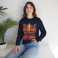 Load image into Gallery viewer, Set Free in Christ Breast Cancer Awareness Crewneck Sweatshirt