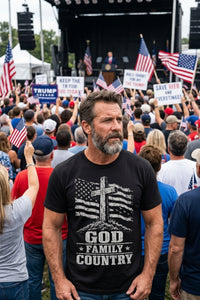 Load image into Gallery viewer, God Family Country American Flag T-Shirt