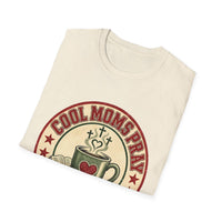 Load image into Gallery viewer, Cool Moms Pray Christian T-Shirt | Coffee &amp; Bible Retro Badge Tee for Moms