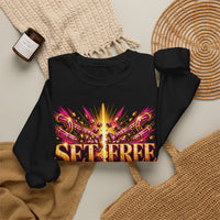 Load image into Gallery viewer, Set Free in Christ Breast Cancer Awareness Crewneck Sweatshirt
