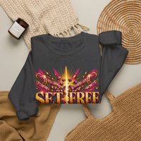 Load image into Gallery viewer, Set Free in Christ Breast Cancer Awareness Crewneck Sweatshirt