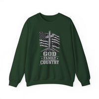 Load image into Gallery viewer, God &amp; Country American Flag Crewneck Sweatshirt