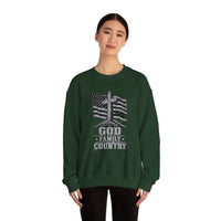 Load image into Gallery viewer, God &amp; Country American Flag Crewneck Sweatshirt