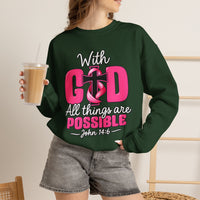 Load image into Gallery viewer, With God All Things Are Possible Faith Crewneck Sweatshirt