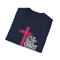 Load image into Gallery viewer, I Can Do All Things Through Christ Pink Ribbon T-Shirt | Philippians 4:13 Breast Cancer Awareness Christian Tee