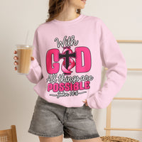 Load image into Gallery viewer, With God All Things Are Possible Faith Crewneck Sweatshirt