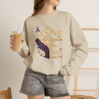 Load image into Gallery viewer, I Will Remember For You Alzheimer's Christian Sweatshirt | Isaiah 49:15 Purple Ribbon Dove Tee