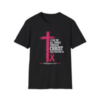 Load image into Gallery viewer, I Can Do All Things Through Christ Pink Ribbon T-Shirt | Philippians 4:13 Breast Cancer Awareness Christian Tee