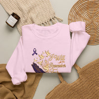 Load image into Gallery viewer, I Will Remember For You Alzheimer's Christian Sweatshirt | Isaiah 49:15 Purple Ribbon Dove Tee