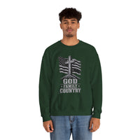 Load image into Gallery viewer, God &amp; Country American Flag Crewneck Sweatshirt