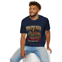 Load image into Gallery viewer, Wise Men Still Travel by Truck T-Shirt – Ram Ford Chevy Christmas Design