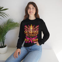 Load image into Gallery viewer, Set Free in Christ Breast Cancer Awareness Crewneck Sweatshirt