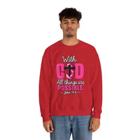 Load image into Gallery viewer, With God All Things Are Possible Faith Crewneck Sweatshirt