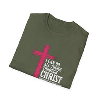 Load image into Gallery viewer, I Can Do All Things Through Christ Pink Ribbon T-Shirt | Philippians 4:13 Breast Cancer Awareness Christian Tee