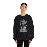 Load image into Gallery viewer, God &amp; Country American Flag Crewneck Sweatshirt