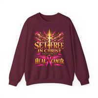 Load image into Gallery viewer, Set Free in Christ Breast Cancer Awareness Crewneck Sweatshirt