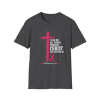 Load image into Gallery viewer, I Can Do All Things Through Christ Pink Ribbon T-Shirt | Philippians 4:13 Breast Cancer Awareness Christian Tee