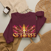 Load image into Gallery viewer, Set Free in Christ Breast Cancer Awareness Crewneck Sweatshirt