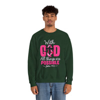 Load image into Gallery viewer, With God All Things Are Possible Faith Crewneck Sweatshirt