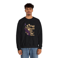 Load image into Gallery viewer, I Will Remember For You Alzheimer's Christian Sweatshirt | Isaiah 49:15 Purple Ribbon Dove Tee