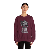 Load image into Gallery viewer, God &amp; Country American Flag Crewneck Sweatshirt