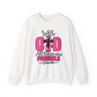 Load image into Gallery viewer, With God All Things Are Possible Faith Crewneck Sweatshirt