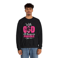 Load image into Gallery viewer, With God All Things Are Possible Faith Crewneck Sweatshirt