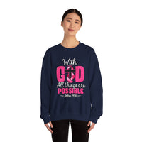 Load image into Gallery viewer, With God All Things Are Possible Faith Crewneck Sweatshirt