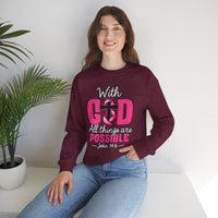 Load image into Gallery viewer, With God All Things Are Possible Faith Crewneck Sweatshirt