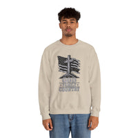 Load image into Gallery viewer, God &amp; Country American Flag Crewneck Sweatshirt