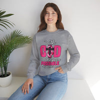 Load image into Gallery viewer, With God All Things Are Possible Faith Crewneck Sweatshirt