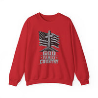 Load image into Gallery viewer, God &amp; Country American Flag Crewneck Sweatshirt