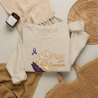 Load image into Gallery viewer, I Will Remember For You Alzheimer's Christian Sweatshirt | Isaiah 49:15 Purple Ribbon Dove Tee