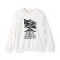 Load image into Gallery viewer, God &amp; Country American Flag Crewneck Sweatshirt