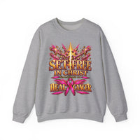 Load image into Gallery viewer, Set Free in Christ Breast Cancer Awareness Crewneck Sweatshirt