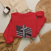 Load image into Gallery viewer, God &amp; Country American Flag Crewneck Sweatshirt