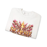 Load image into Gallery viewer, Set Free in Christ Breast Cancer Awareness Crewneck Sweatshirt