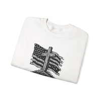 Load image into Gallery viewer, God &amp; Country American Flag Crewneck Sweatshirt