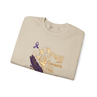 Load image into Gallery viewer, I Will Remember For You Alzheimer's Christian Sweatshirt | Isaiah 49:15 Purple Ribbon Dove Tee